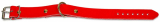 Roter Lederriemen aus Echtleder mit vernickelten Rollschnallen und Metallschlaufen