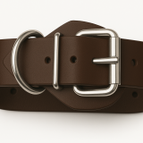 Designer Echtlederriemen schwarz mit Schnalle, D-Ring und Klemmschutz für angenehmes Tragegefühl, ohne Hautkontakt