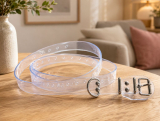 Glasklarer transparenter BDSM Taillengürtel mit D-Ring, Rollschnalle und Klemmschutz aus weich-PVC