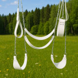 mit weissen Sitzauflagen und Rückengurten in in der Natur mit 9-facher Vernietung, flexibel, robust und stabil