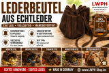 Mittelalter Lederbeutel aus dunkelgrünem Velourleder – Wikinger Geldbeutel mit Zugband