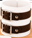 Weißes Echtlederarmband mit dunkelbraunen Lederriemen mit Rollschnalle von LWPH