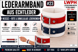 weißes Echtleder Armband Titelbild mit vberschiedenen Darstellungen von LWPH