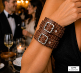 Elegantes Premium-Echtleder-Armband von LWPH getragen am Handgelenk – hochwertiges Rindsleder mit edler Krokodilleder-Prägung.