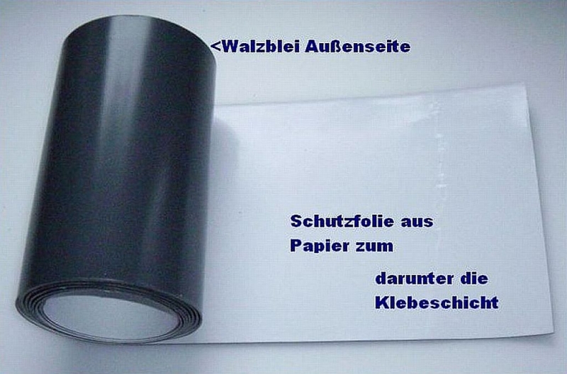 Walzblei Blei Folie selbstklebend 100 x 40,0 cm x1,0 mm Dach kamin Schutz Schall 