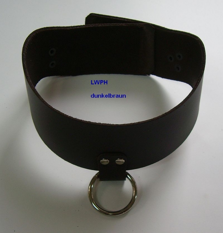 Breites schwarzes anatomisches Lederhalsband mit 3 Ringen und O Ring von LWPH 