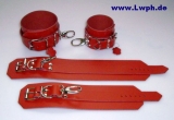1 Paar Handfesseln Fesselvariationen in verschiedenen Ausführungen Echt Leder 26,5 x 6,5 cm mit Wirbelkarabiner