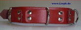 Super Lederhalsbänder mit Nieten, 3,0 cm breit verschweißten Ringen und Rollschnallen-Verschluß und Farbkombinationen