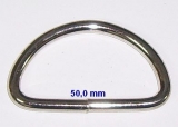 D-Ring Halbrundringe Metallring vernickelt 50,0 mm x 5,0 mm x mittlere Höhe 26,0 mm verschweißt zum Basteln und Werken vom Lwph