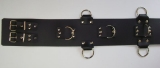 BDSM Taillengurt extra Breit 10,0 cm Lederriemen mit 5 D-Ringen, Klemmschutz + 6 Stück O-Ringen, von LWPH