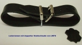 Lederriemen 2,0 cm x 90,0 cm mit doppelter Metallschlaufe in 6 Farben für Nostalgie-Kinderwagen Fixierungsriemen u.v.m.