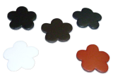 Unsere kleinen Blumen Blüten aus Leder ca. 3,0 x 3,0 cm in 6 Farben Streublumen, Bastelblüten