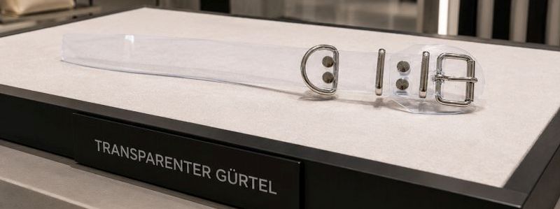 Transparenter BDSM Taillengürtel mit D-Ring und Klemmschutz glasklar
